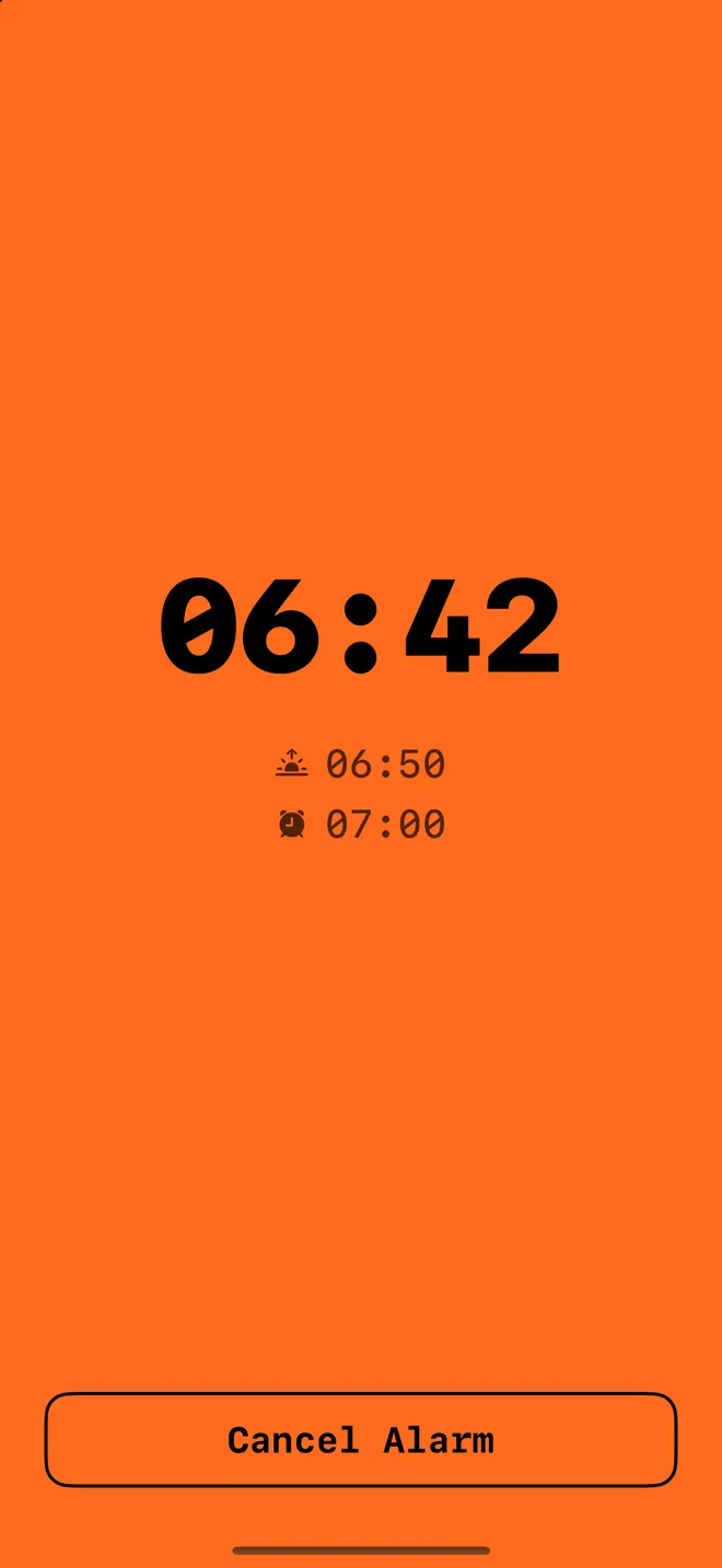 Glow Alarm sleep screen glowing orange before an alarm